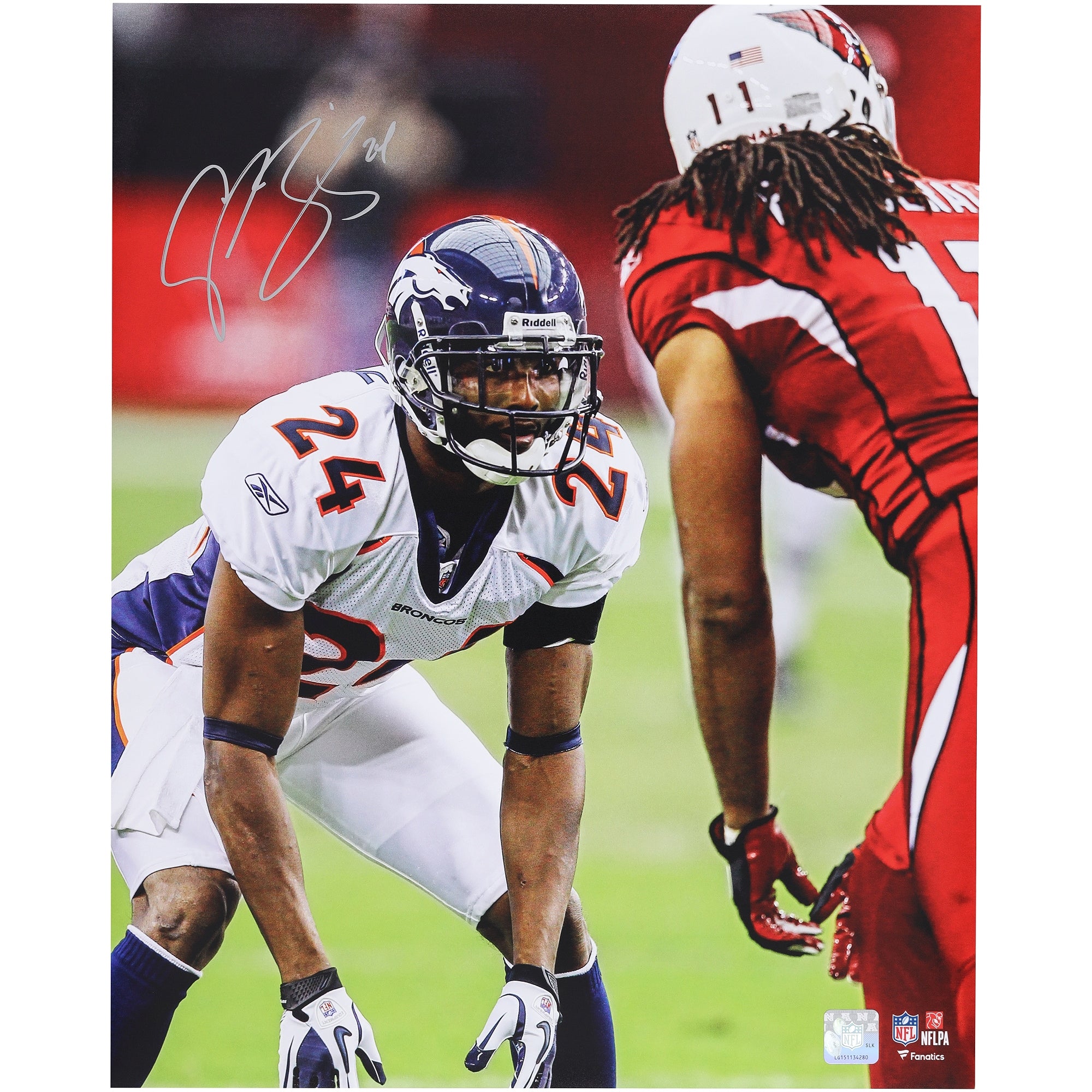 Champ Bailey Denver Broncos Autographed Fanatics Authentic 16" x 20" Matchup vs. Larry Fitzgerald Photograph