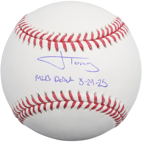 Jonah Tong New York Mets Autographed Fanatics Authentic Baseball with "MLB Debut 8-29-25" Inscription