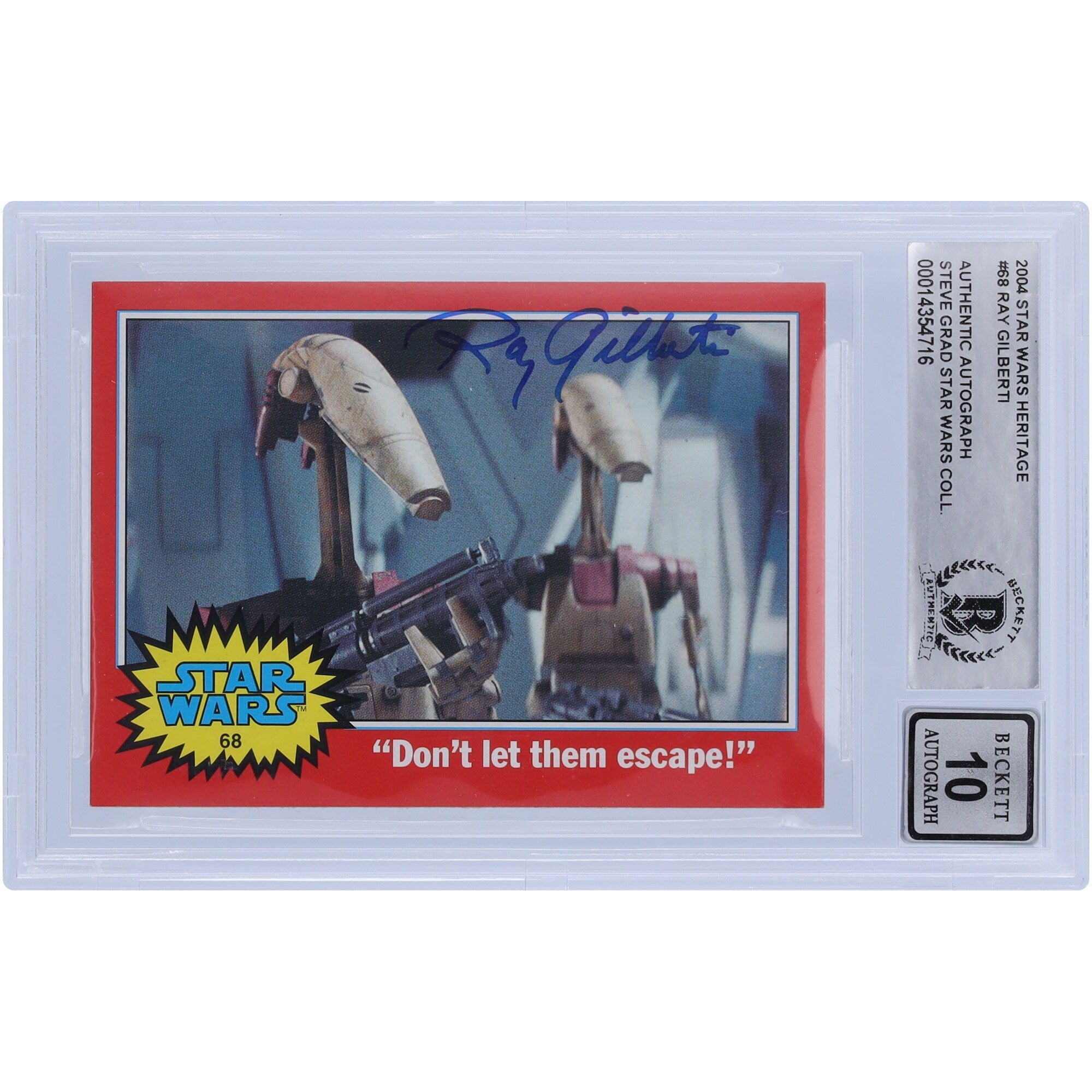 Ray Gilberti Star Wars Autographed 2004 Topps Heritage #68 BGS Authenticated 10 Card