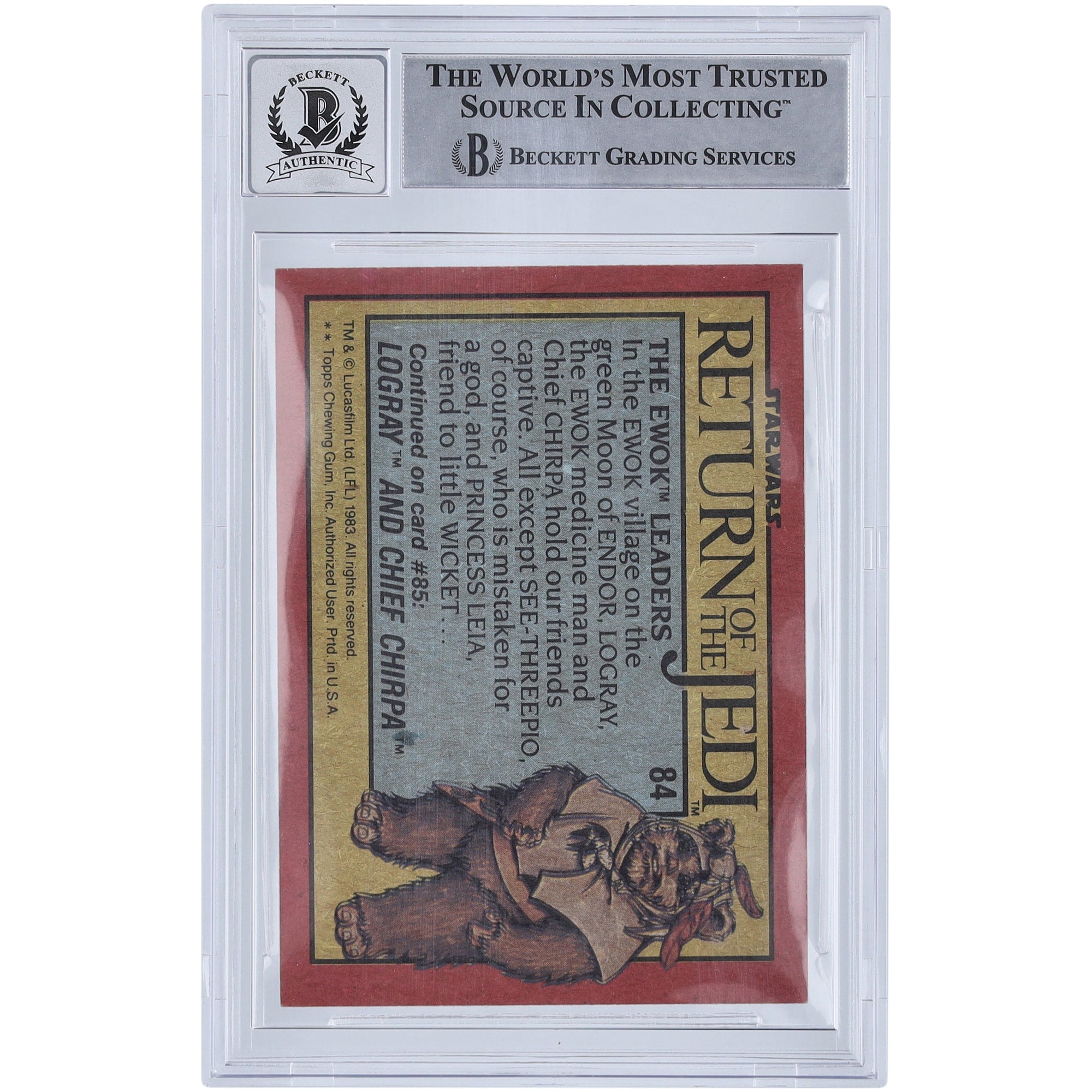 Ira Keeler Star Wars Autographed 1983 Topps Return of the Jedi #84 BGS Authenticated 10 Card