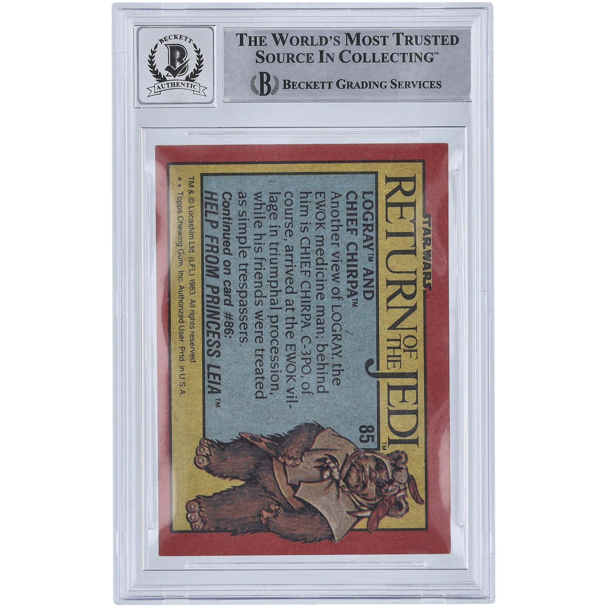 Ira Keeler Star Wars Autographed 1983 Topps Return of the Jedi #85 BGS Authenticated 10 Card