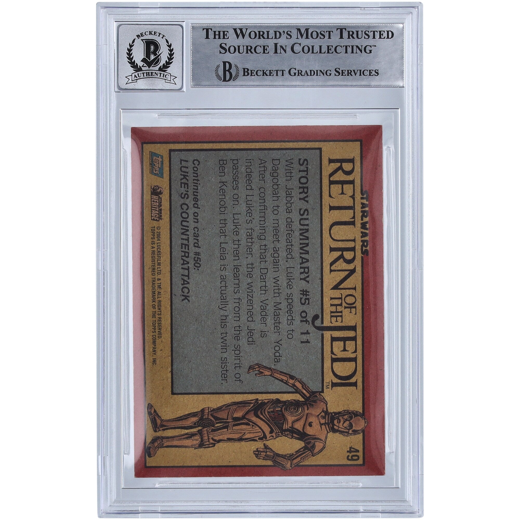 Kim Marks Star Wars Autographed 2004 Topps Heritage #49 BGS Authenticated 10 Card