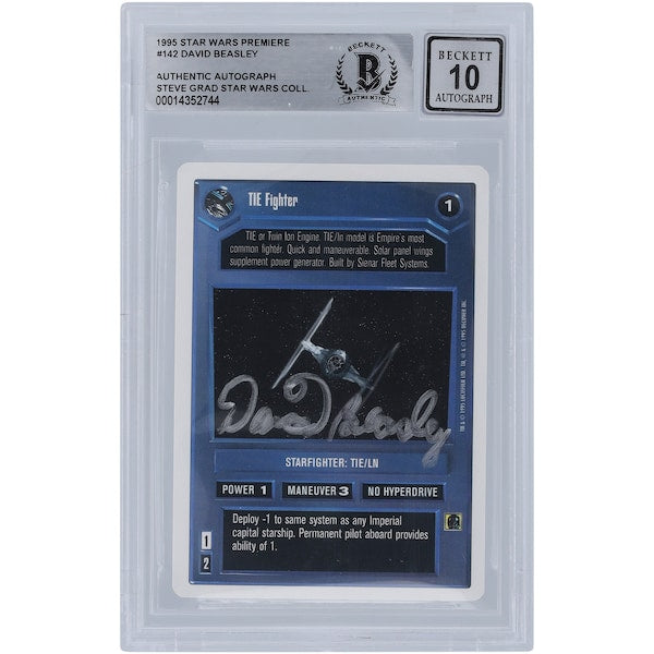 David Beasley Star Wars Autographed 1995 CCG Premiere #142 BGS Authenticated 10 Card