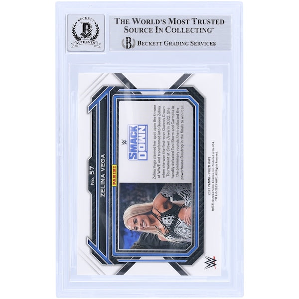 Zelina Vega WWE Autographed 2023 Panini Prizm #57 Beckett Fanatics Witnessed Authenticated 10 Card