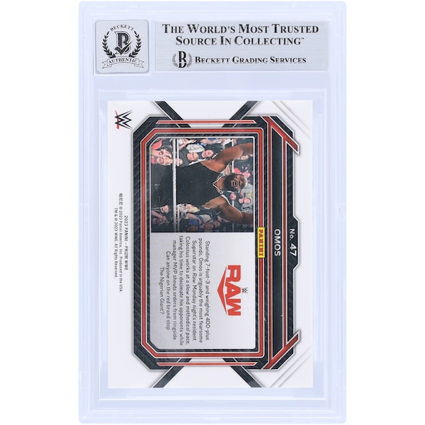 Omos WWE Autographed 2023 Panini Prizm #47 Beckett Fanatics Witnessed Authenticated 10 Card