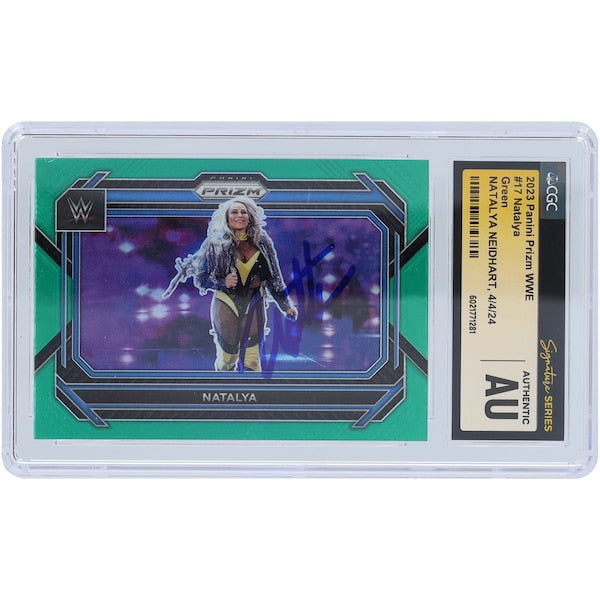 Natalya WWE Autographed 2023 Panini Prizm Green Prizm #17 CGC Fanatics Witnessed Authenticated Card
