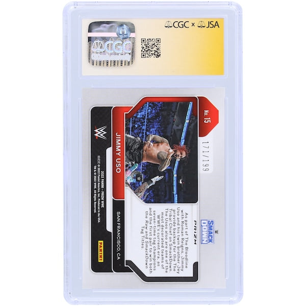 Jimmy Uso WWE Autographed 2022 Panini Prizm Premium Box Set #15 #/199 CGC Authenticated Auto 10 Card