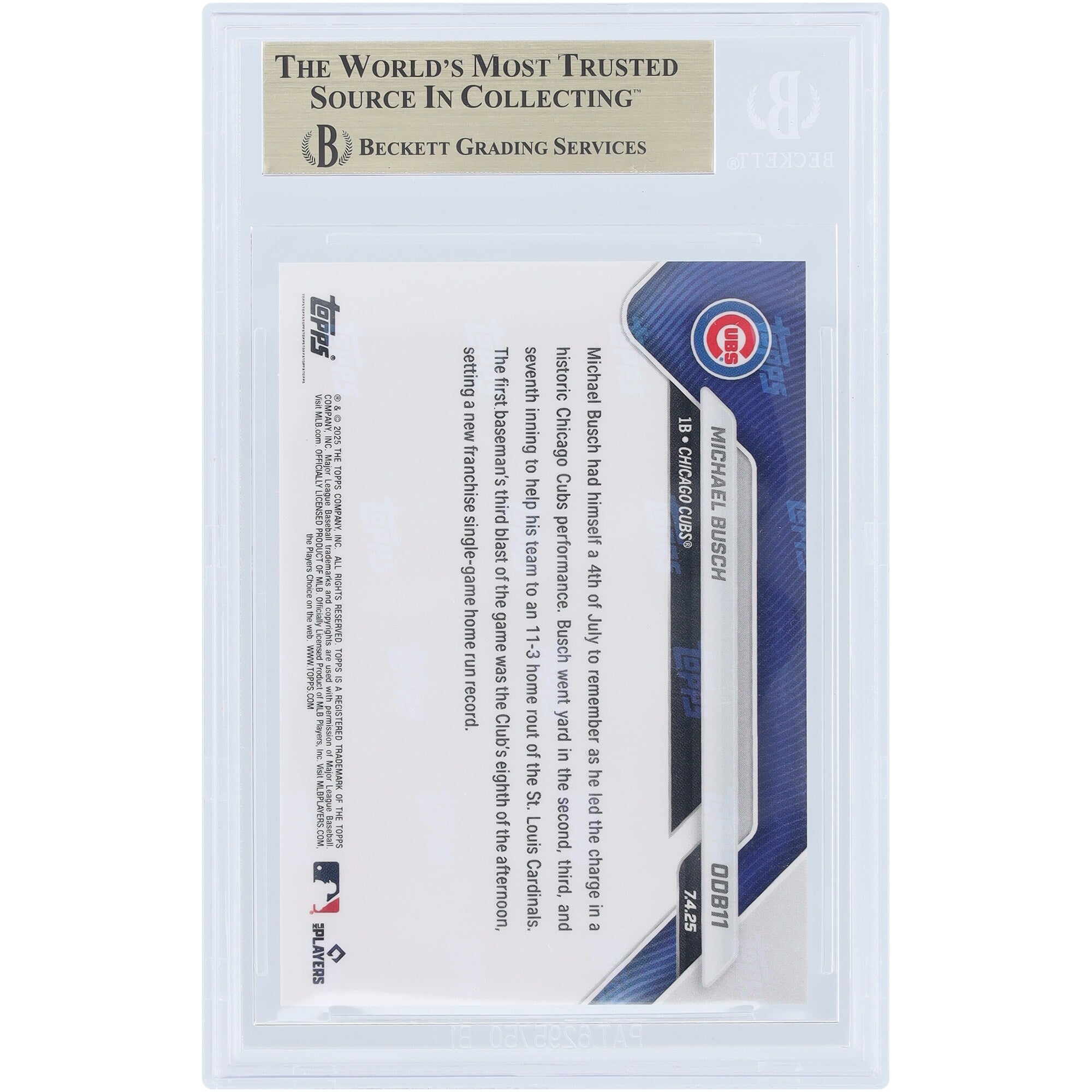 Michael Busch Chicago Cubs 2025 Topps Now Road to Opening Day #ODB11 BGS Authenticated 9.5 Card