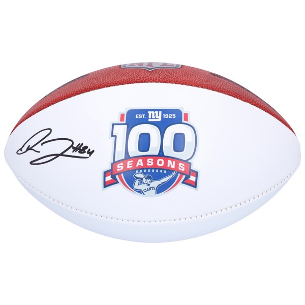 Theo Johnson New York Giants Autographed Fanatics Authentic Wilson 100th Season White Panel Football
