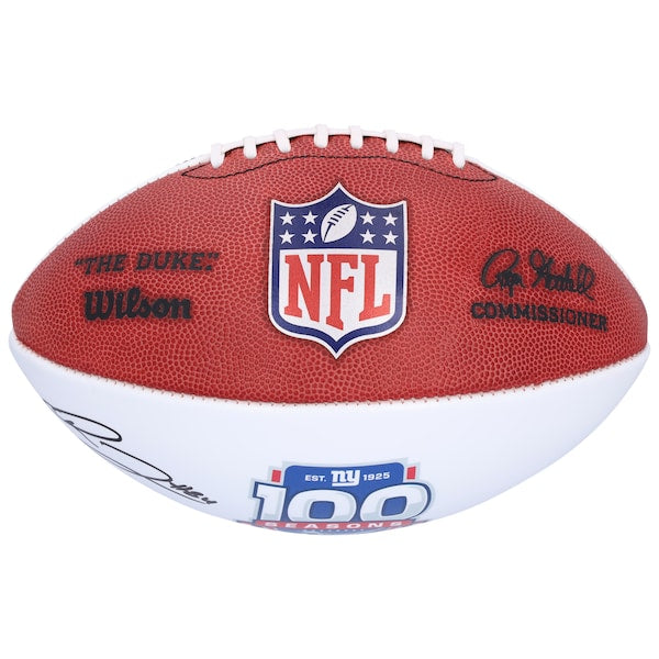 Theo Johnson New York Giants Autographed Fanatics Authentic Wilson 100th Season White Panel Football