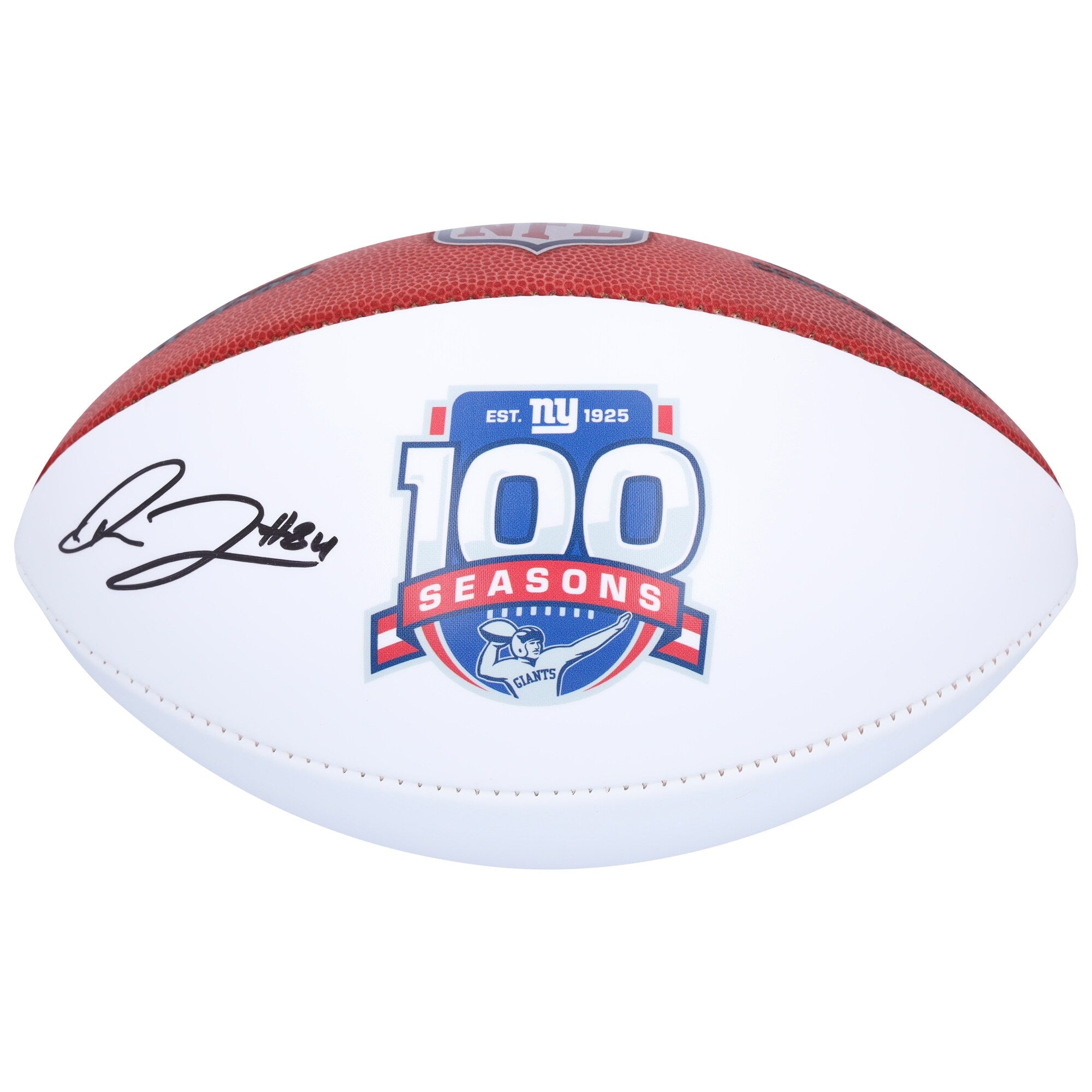 Theo Johnson New York Giants Autographed Fanatics Authentic Wilson 100th Season White Panel Football