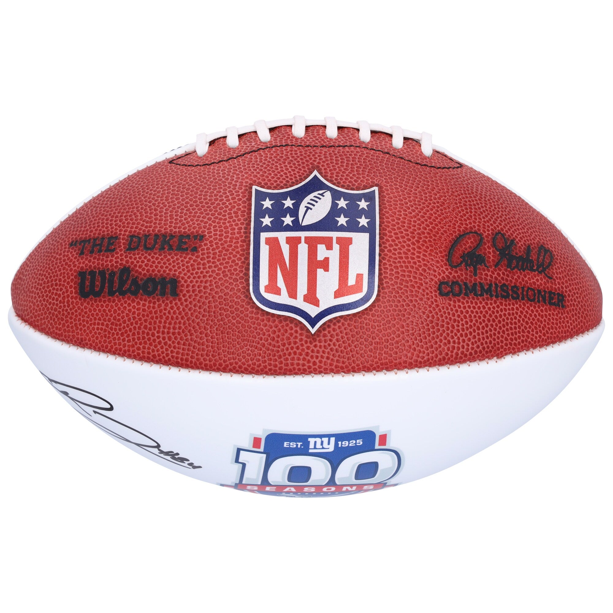 Theo Johnson New York Giants Autographed Fanatics Authentic Wilson 100th Season White Panel Football