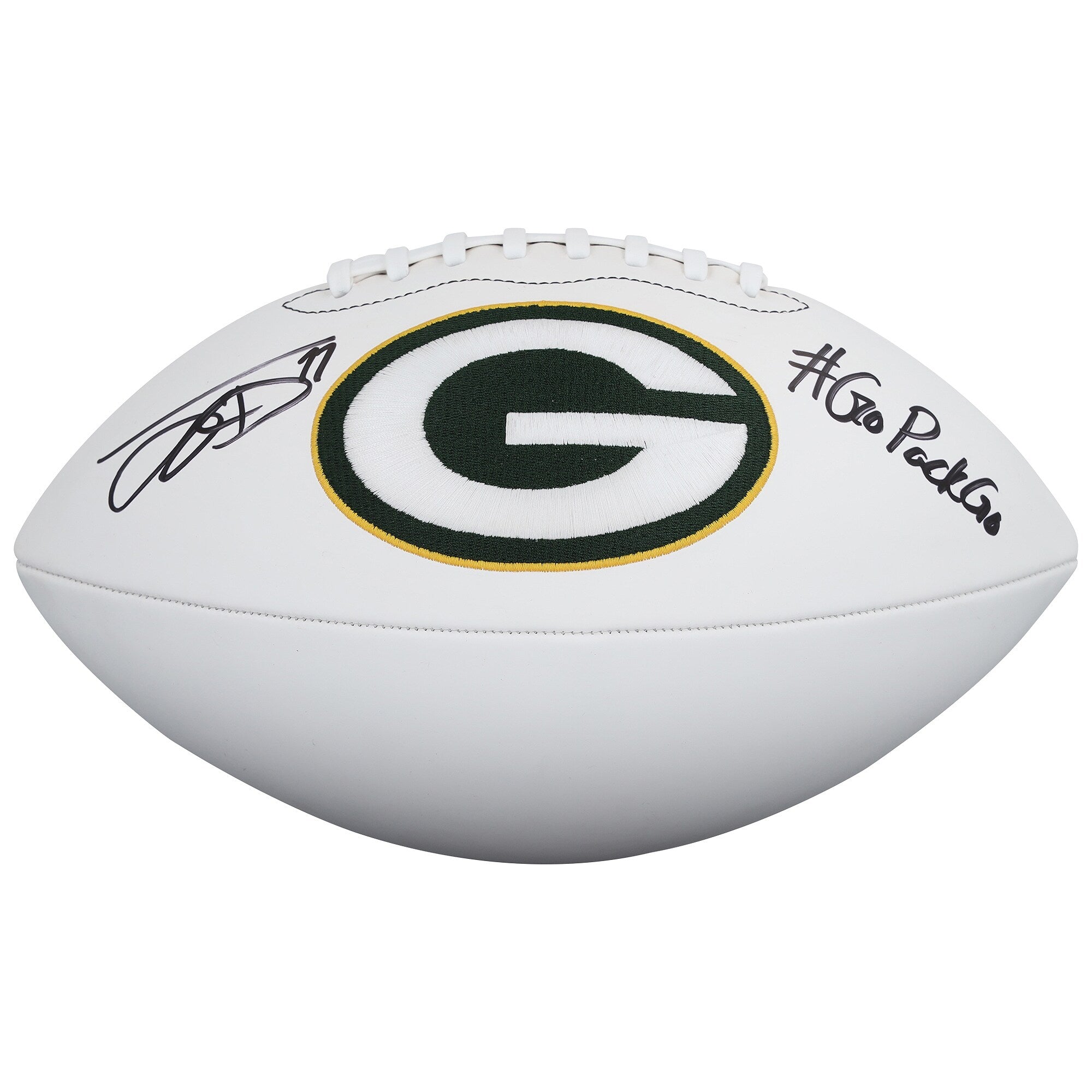 Jayden Reed Green Bay Packers Autographed Fanatics Authentic Wilson White Panel Football with "Go Pack Go" Inscription