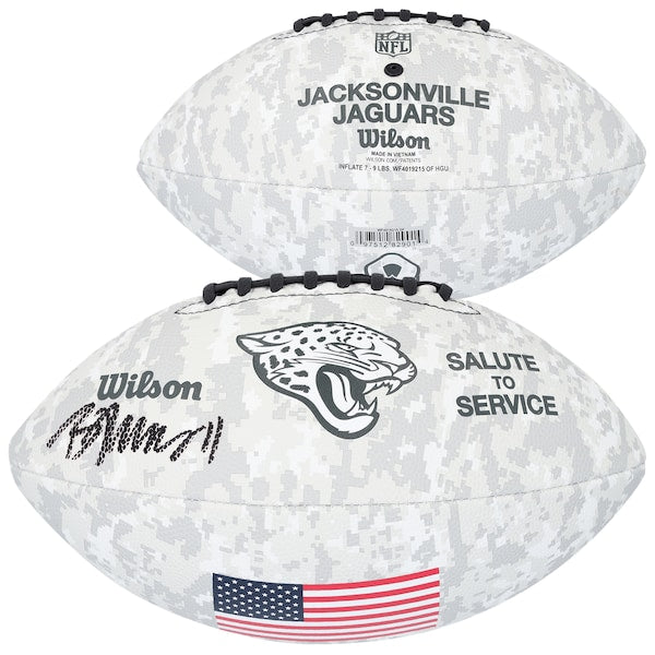 Brian Thomas Jr. Jacksonville Jaguars Autographed Fanatics Authentic 2024 Salute To Service Wilson Football