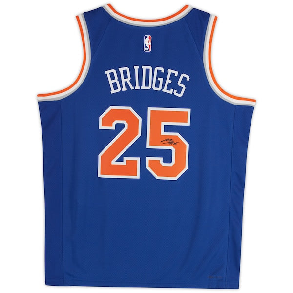 Mikal Bridges New York Knicks Autographed Fanatics Authentic Nike Blue Icon Edition Swingman Jersey