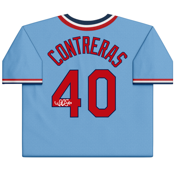 Willson Contreras St. Louis Cardinals Autographed Fanatics Authentic Light Blue Nike Cooperstown Replica Jersey