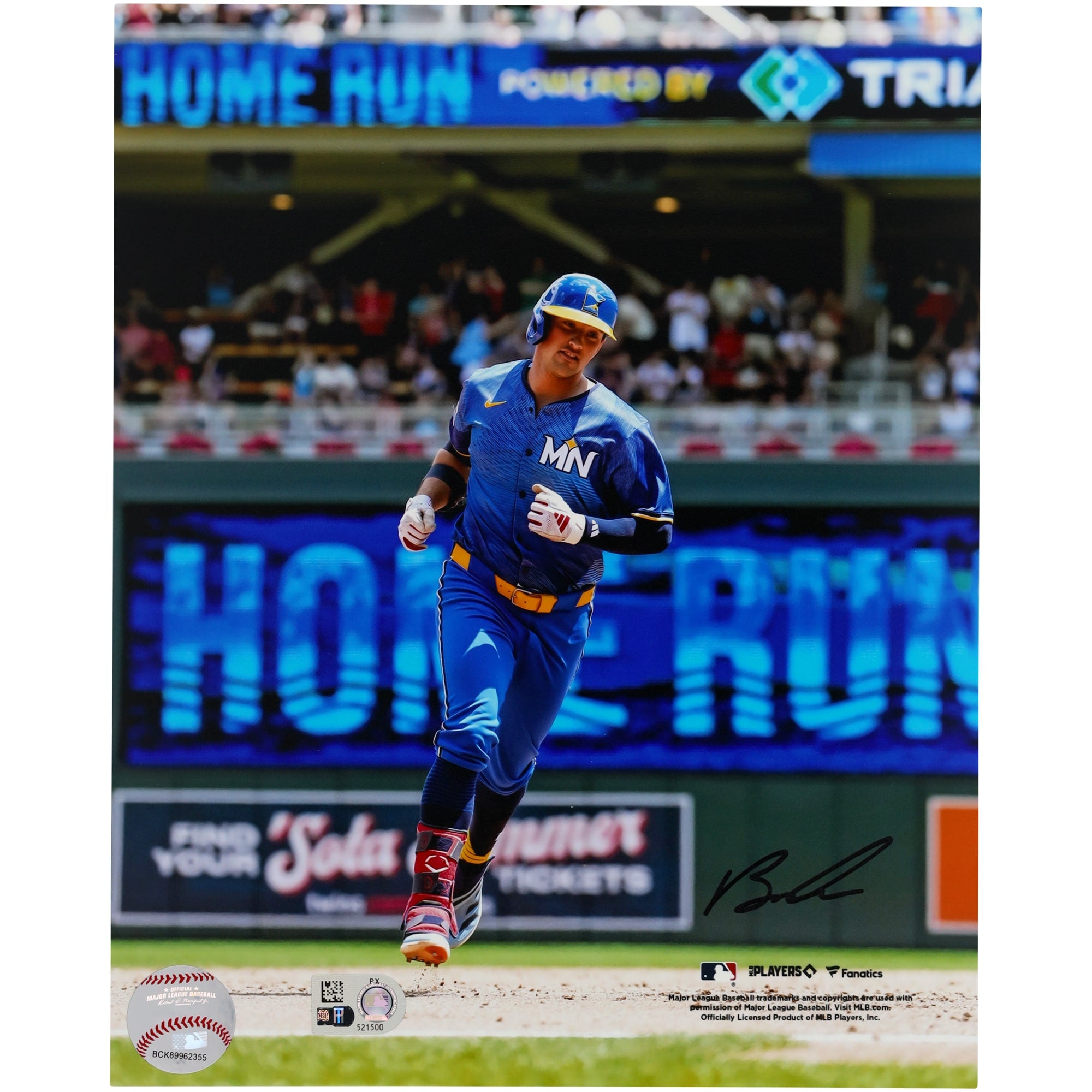Brooks Lee Minnesota Twins Autographed Fanatics Authentic 8" x 10" Home Run Trot Photograph