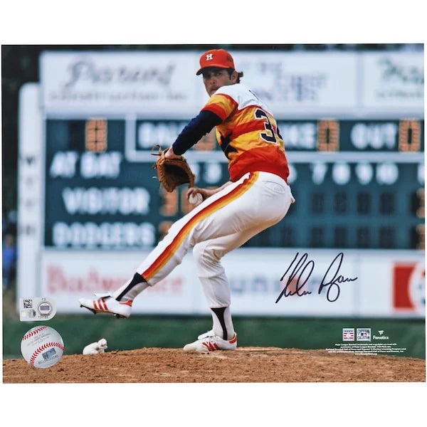 Nolan Ryan Signed 8 x 10 Photo Houston Astros Rainbow Jersey