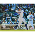 Dansby Swanson Chicago Cubs Autographed Fanatics Authentic 8" x 10" White Jersey Swinging Photograph