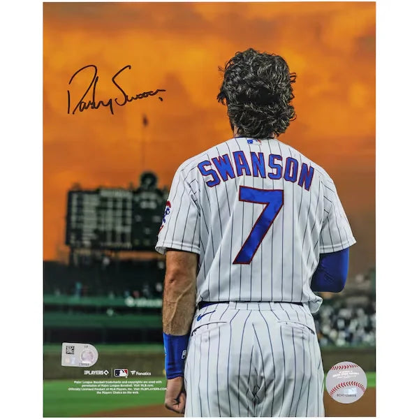 Dansby Swanson Chicago Cubs Autographed Fanatics Authentic 8" x 10" Standing Under Sunset Photograph