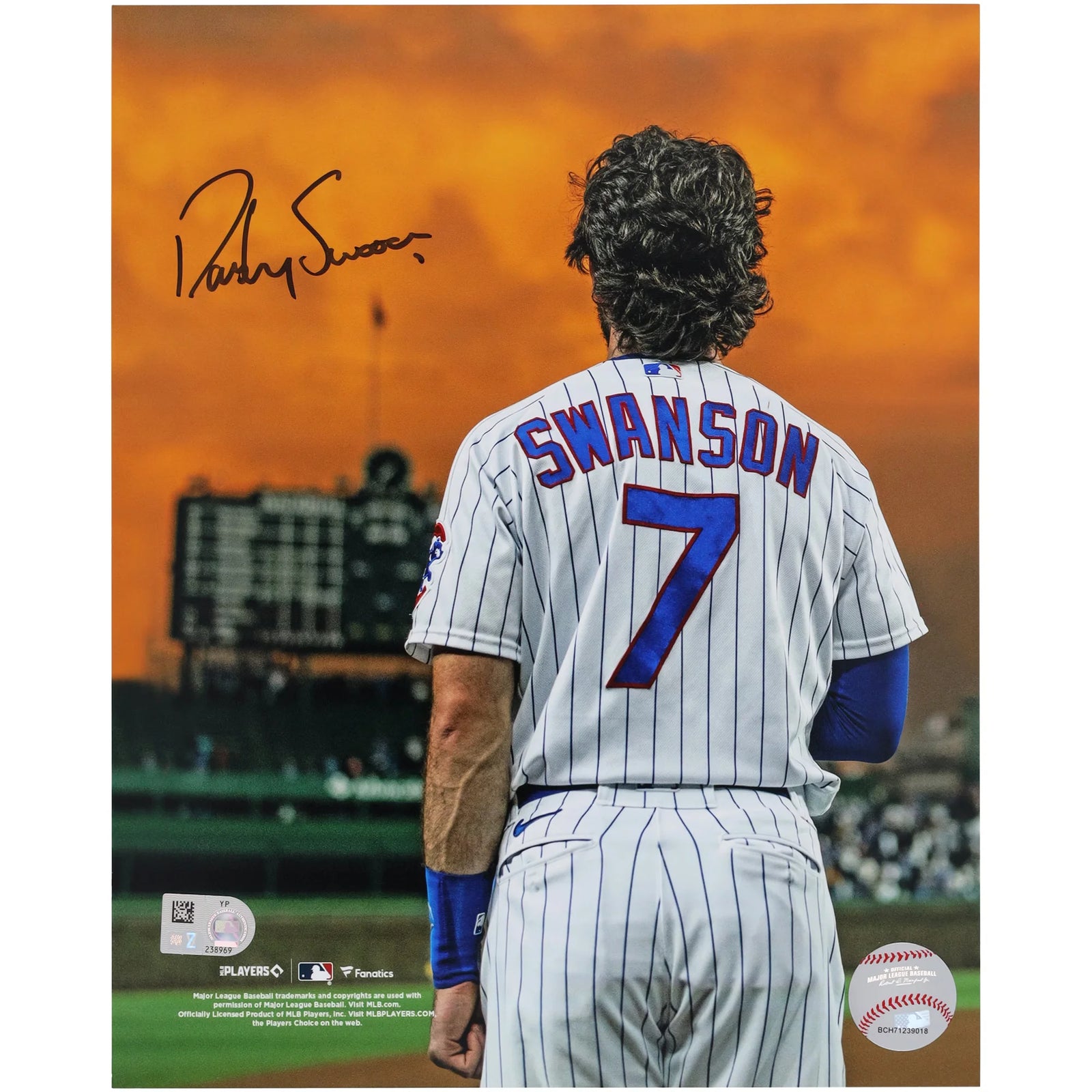 Dansby Swanson Chicago Cubs Autographed Fanatics Authentic 8" x 10" Standing Under Sunset Photograph