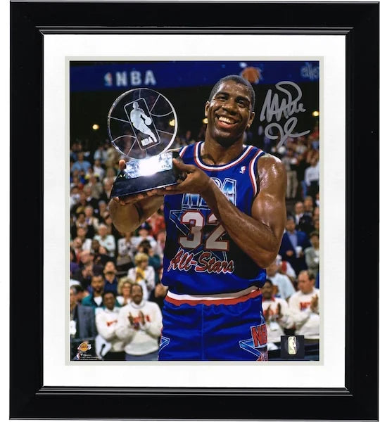 Magic Johnson Signed 8 x 10 1992 All-Star Game Trophy Photo | Lakers