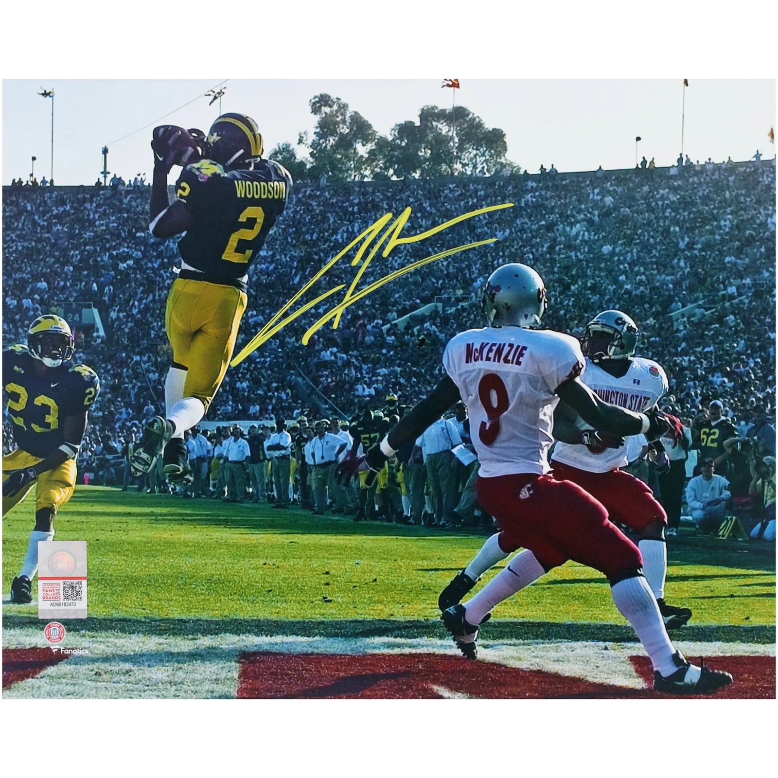 Charles Woodson Signed Michigan Wolverines 8x10 Photo | Yellow Signature