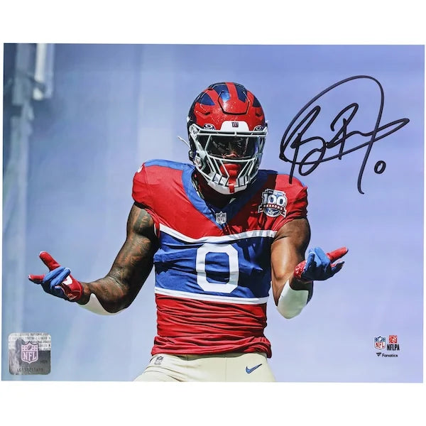 Brian Burns Signed 8 x 10 Giants Photo | 100th Anniversary Uniform