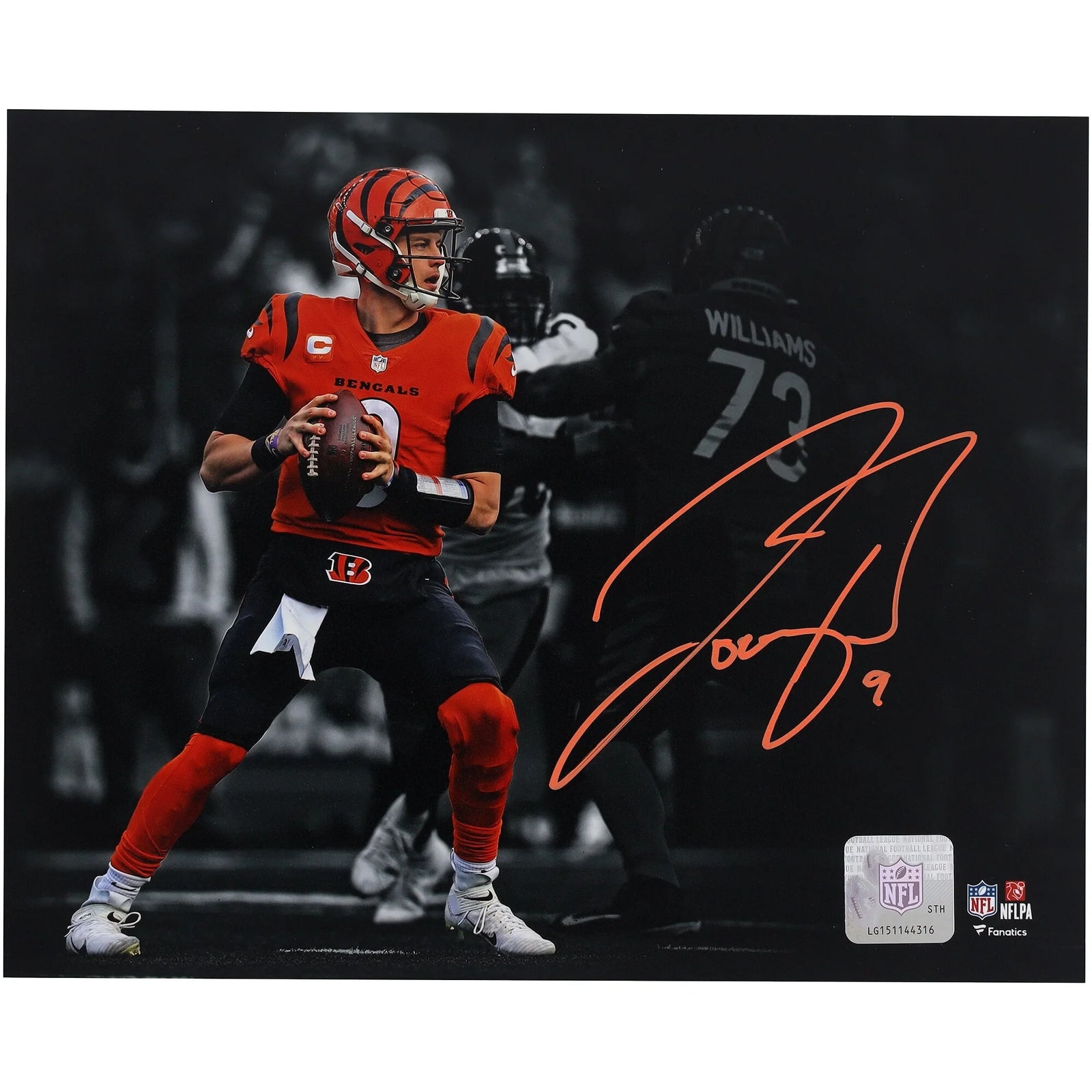 Joe Burrow Signed 8 x 10 Photograph | Cincinnati Bengals Orange Jersey