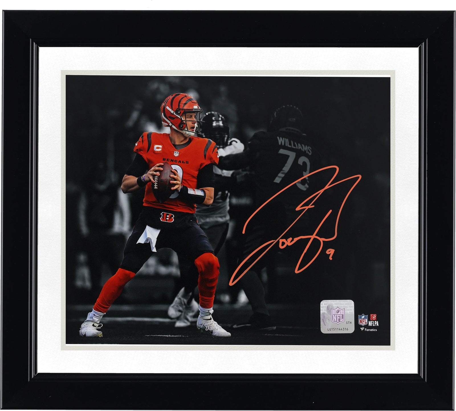 Joe Burrow Signed 8 x 10 Photograph | Cincinnati Bengals Orange Jersey