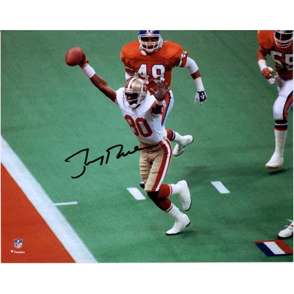 Jerry Rice Signed 8 x 10 Photograph | Hands Up vs Broncos
