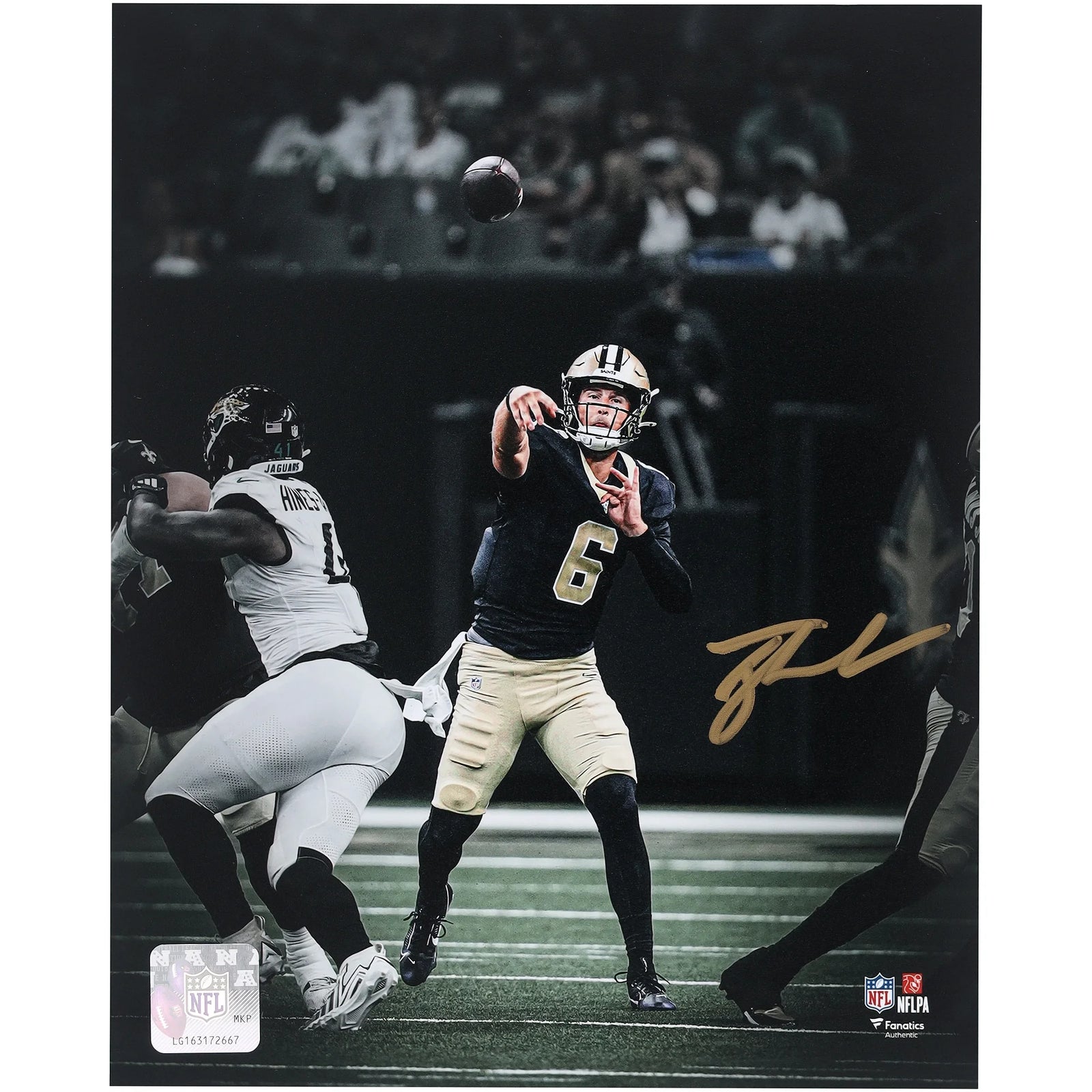 Tyler Shough Signed New Orleans Saints 8 x 10 Photograph | Authenticated