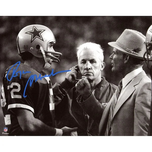 Roger Staubach Signed 8 x 10 Photo with Tom Landry | Cowboys