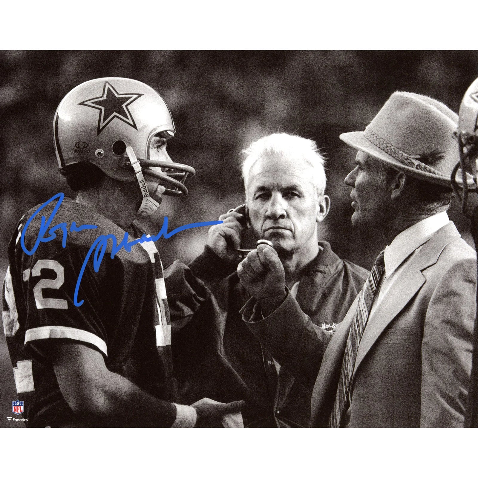 Roger Staubach Signed 8 x 10 Photo with Tom Landry | Cowboys