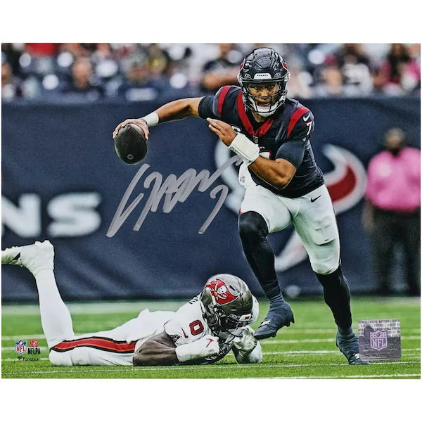 C.J. Stroud Houston Texans Autographed Fanatics Authentic 8" x 10" Escape from Pocket Photograph