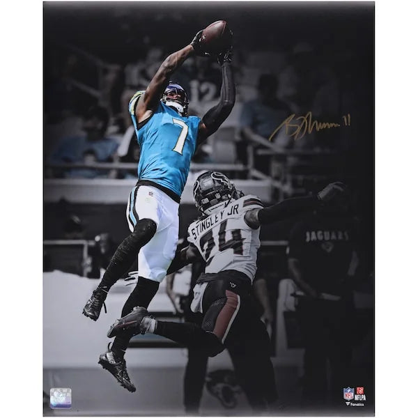 Brian Thomas Jr. Jacksonville Jaguars Autographed 16" x 20" Leaping Catch Spotlight Photograph - FA