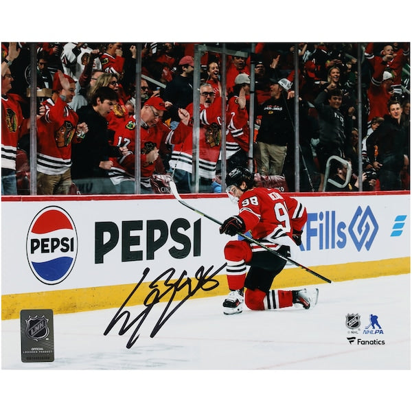 Connor Bedard Chicago Blackhawks Autographed Fanatics Authentic 8" x 10" Red Jersey Celebration Photograph
