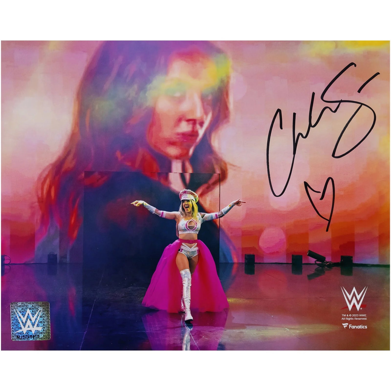 Chelsea Green Autographed WWE x Fanatics Authentic 8" x 10" Entrance Arms Out Photograph