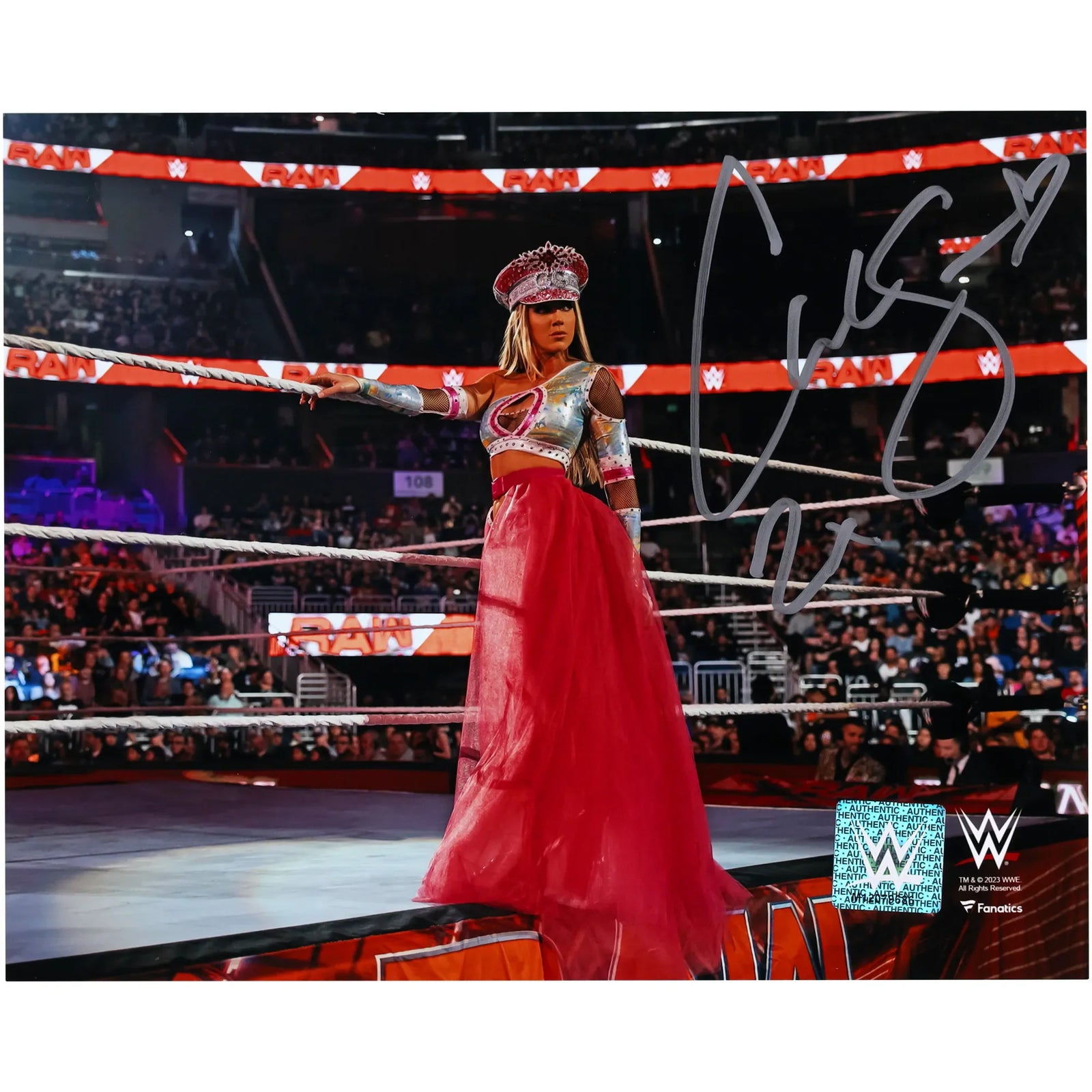 Chelsea Green WWE Autographed Fanatics Authentic 8" x 10" Standing On Apron Photograph