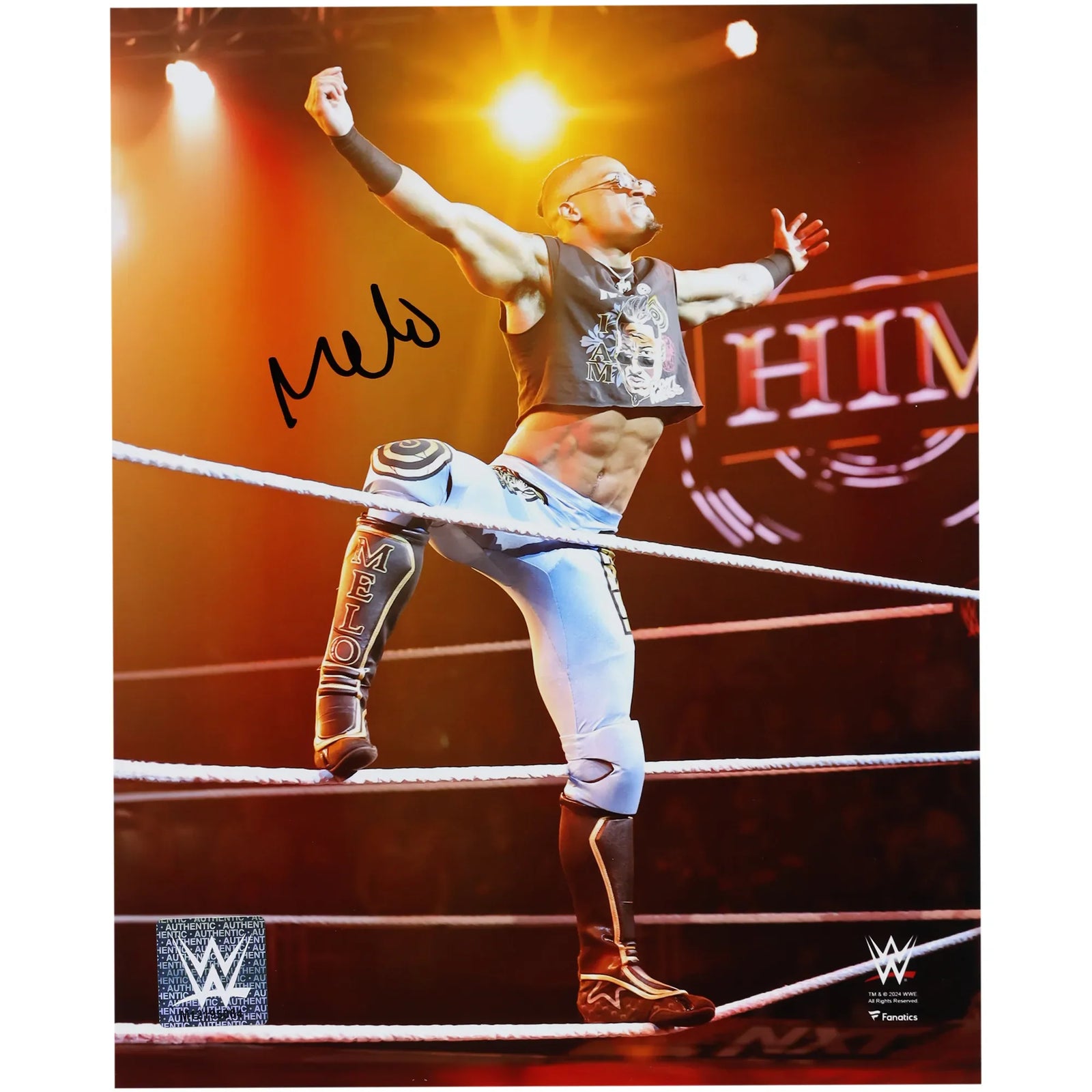 Carmelo Hayes WWE Autographed Fanatics Authentic 8" x 10" Entrance On Ropes Photograph