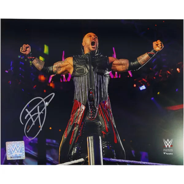 Damian Priest WWE Autographed Fanatics Authentic 8" x 10" Entrance On Top Rope Photograph