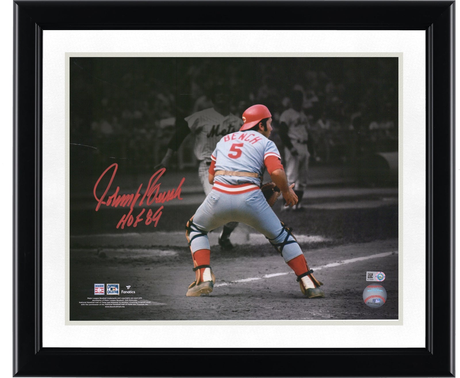 Johnny Bench Signed 11 x 14 Photograph | HOF 89 Inscription