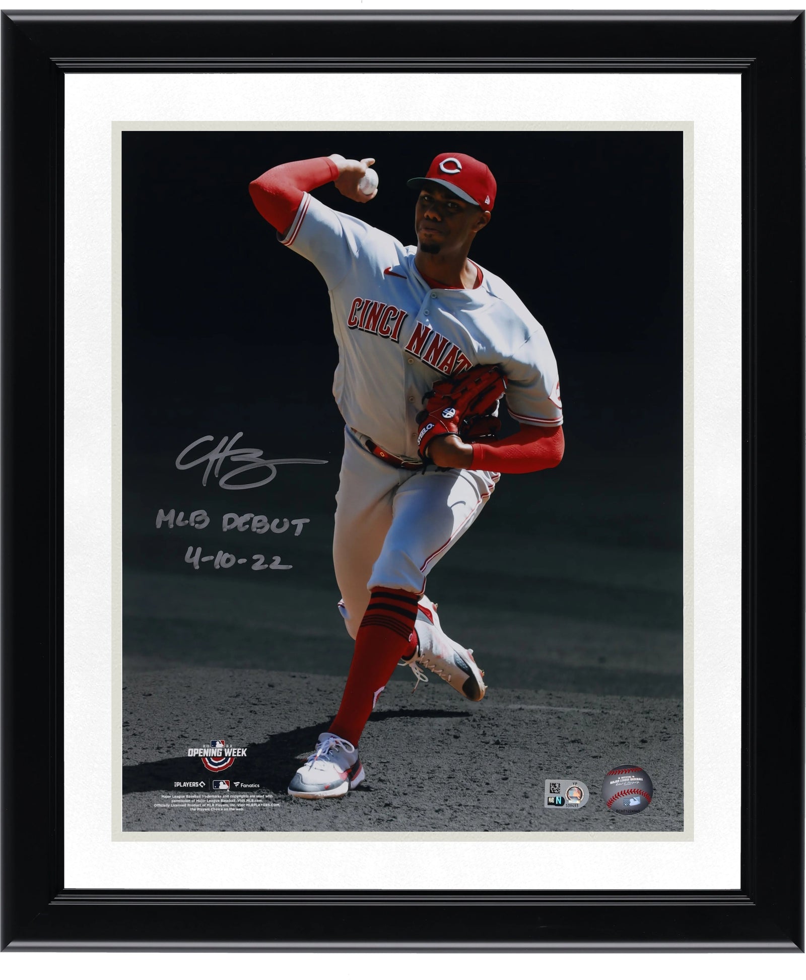 Hunter Greene Signed 11 x 14 Photograph | MLB Debut 4-10-22 Inscription