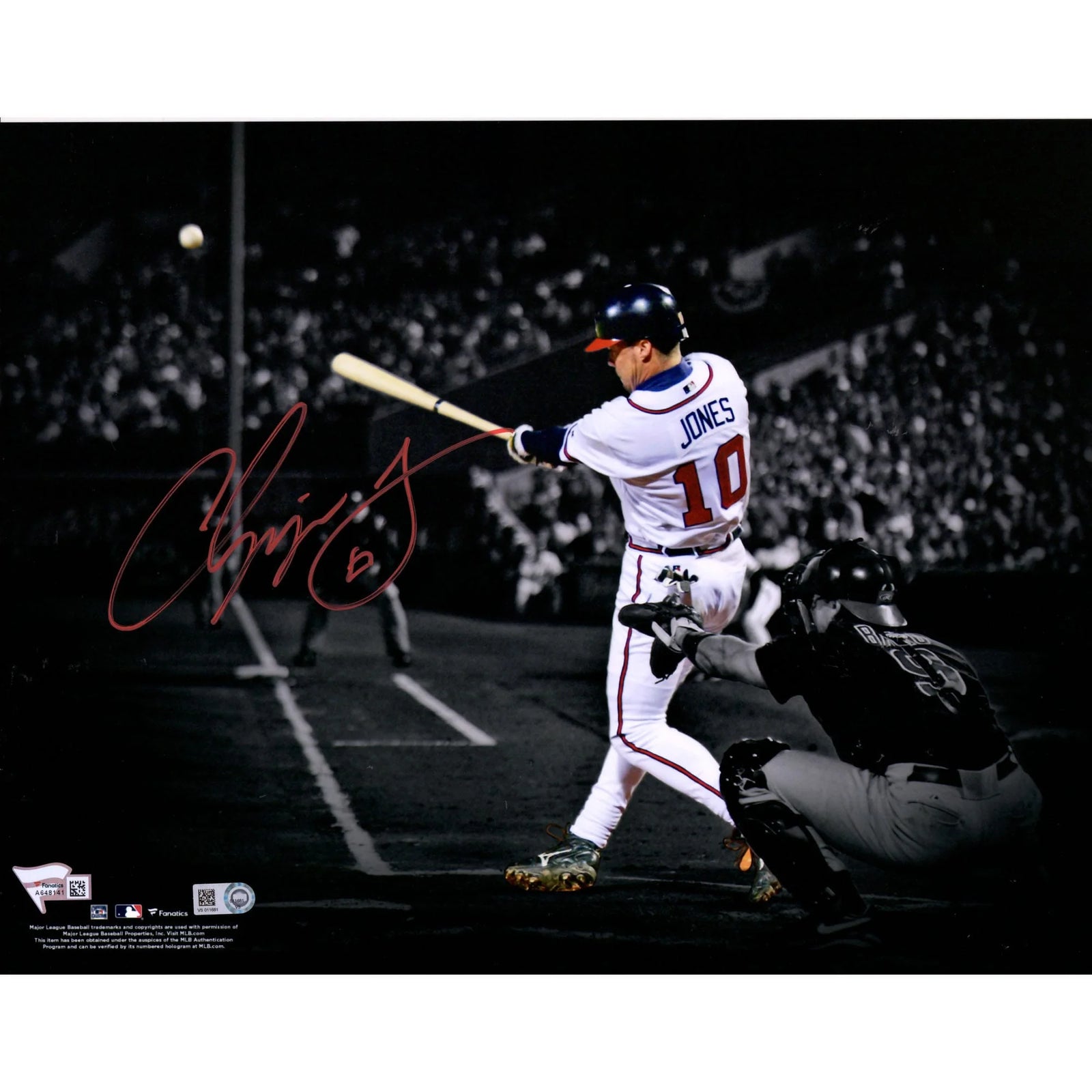 Chipper Jones Signed 11 x 14 Spotlight Photograph | Atlanta Braves