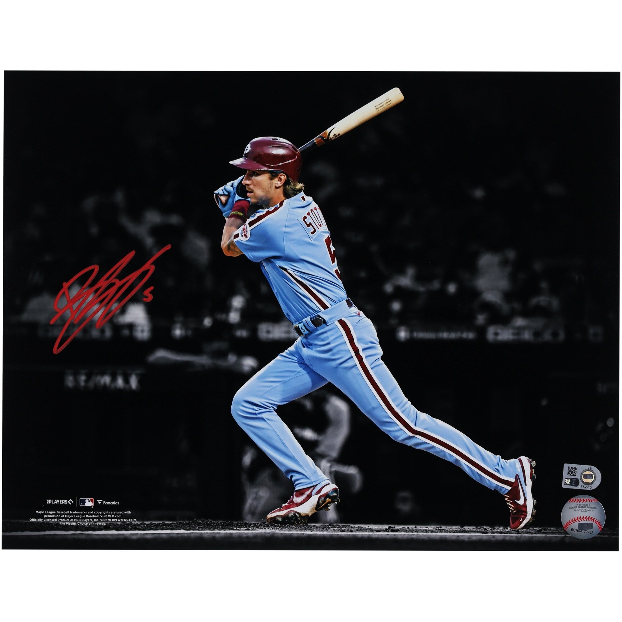 Bryson Stott Philadelphia Phillies Autographed Fanatics Authentic 11" x 14" Hitting Spotlight Photograph