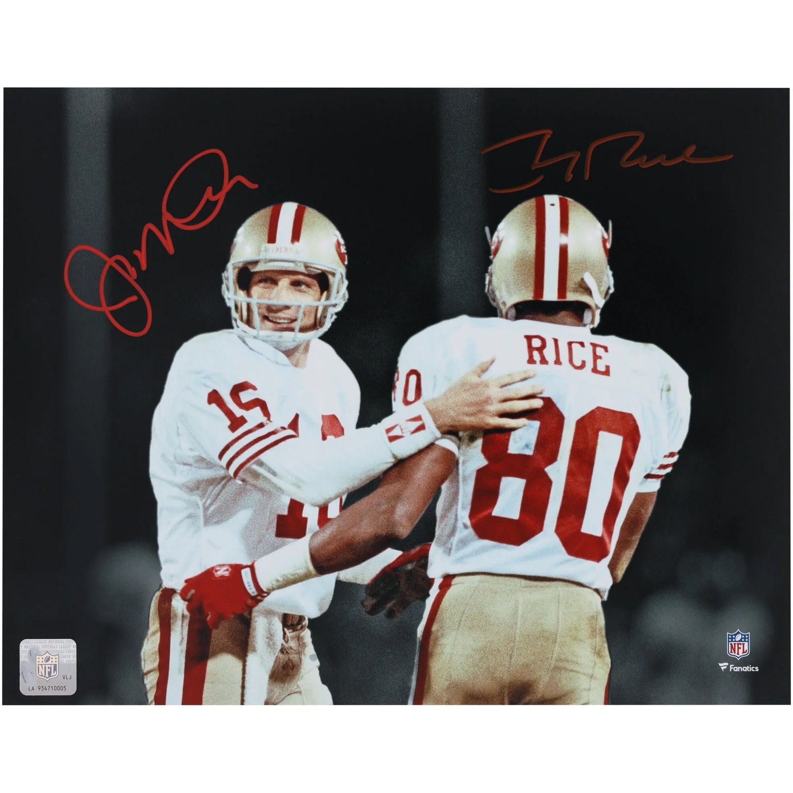 Joe Montana & Jerry Rice Signed 49ers 11 x 14 Photo | Red Signatures