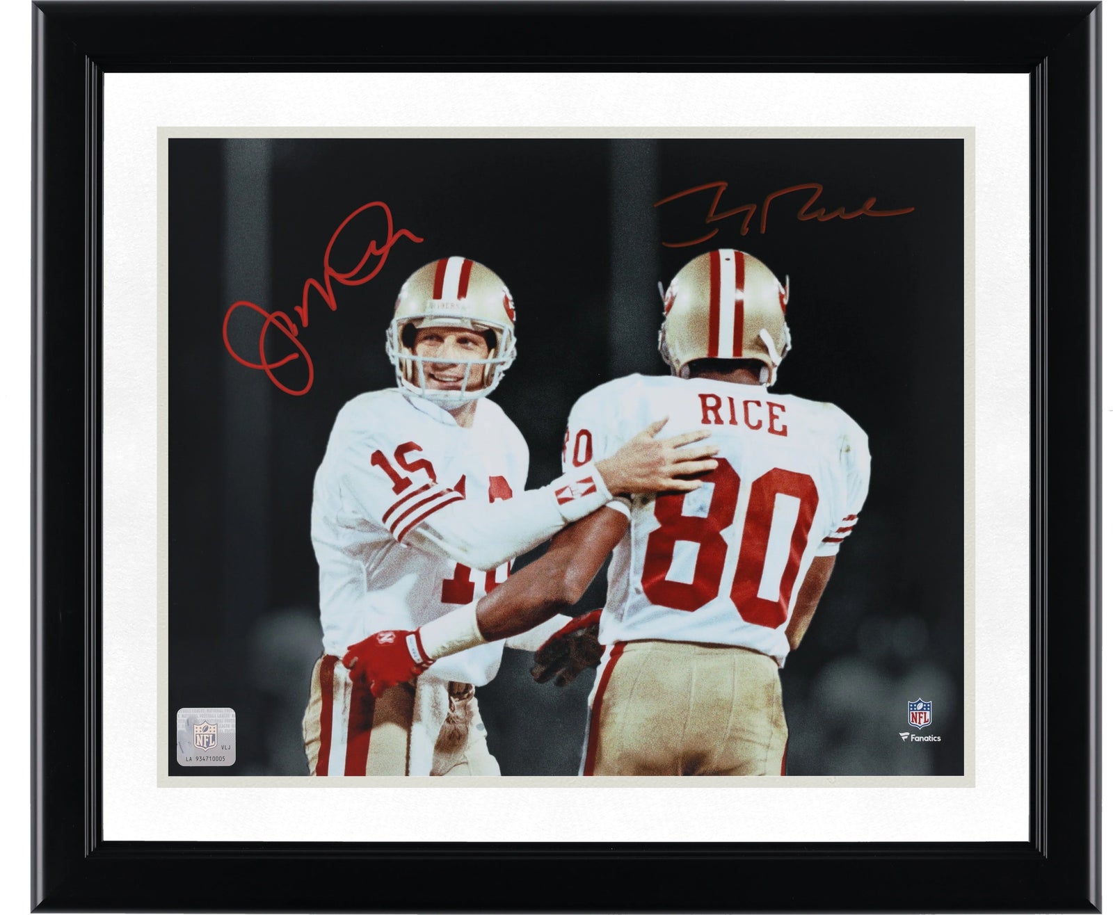 Joe Montana & Jerry Rice Signed 49ers 11 x 14 Photo | Red Signatures