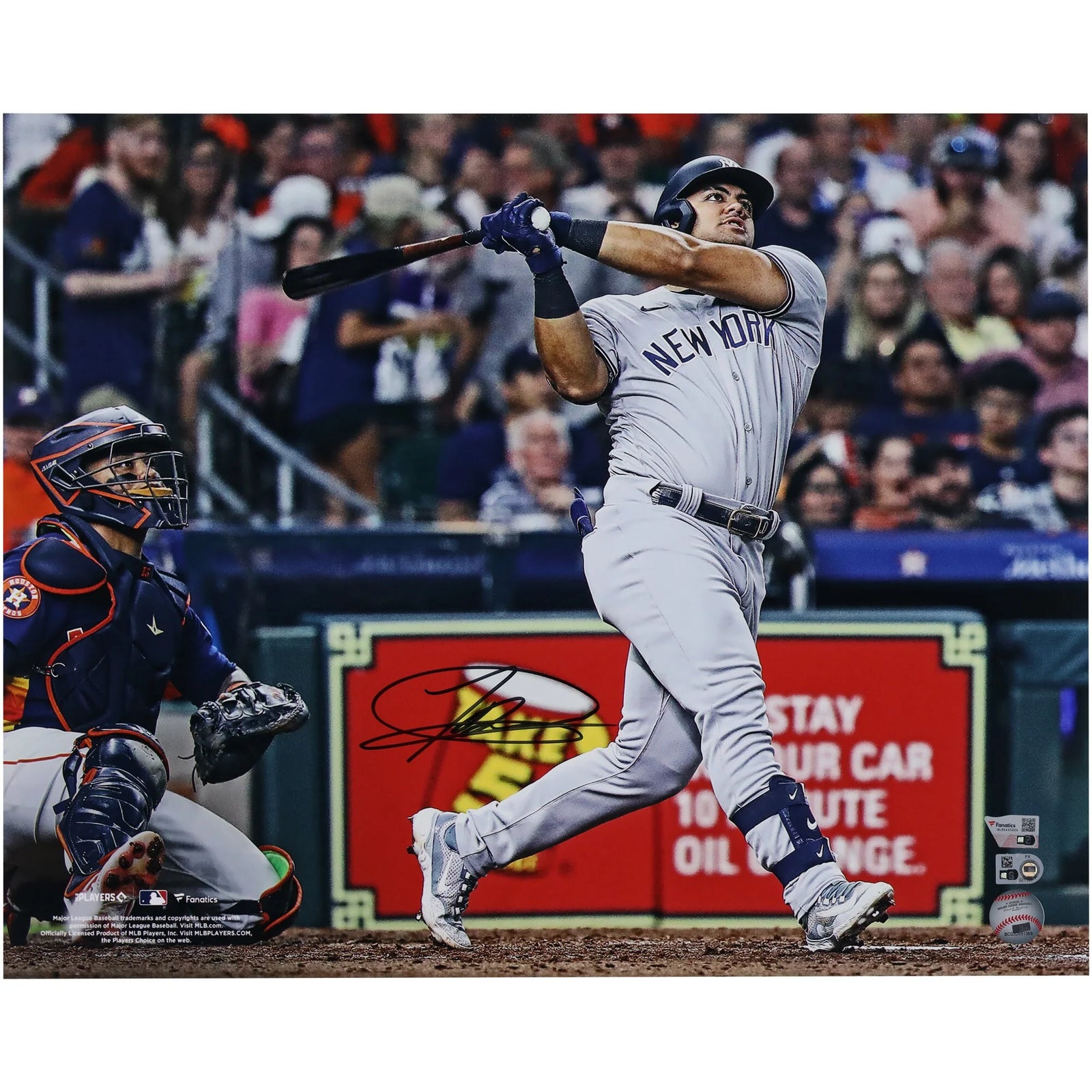 Jasson Dominguez Signed Yankees 16 x 20 Home Run Photograph | Black Ink
