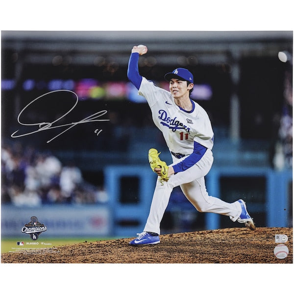 Roki Sasaki Los Angeles Dodgers Autographed Fanatics Authentic 2025 World Series Champions 16" x 20" Photograph