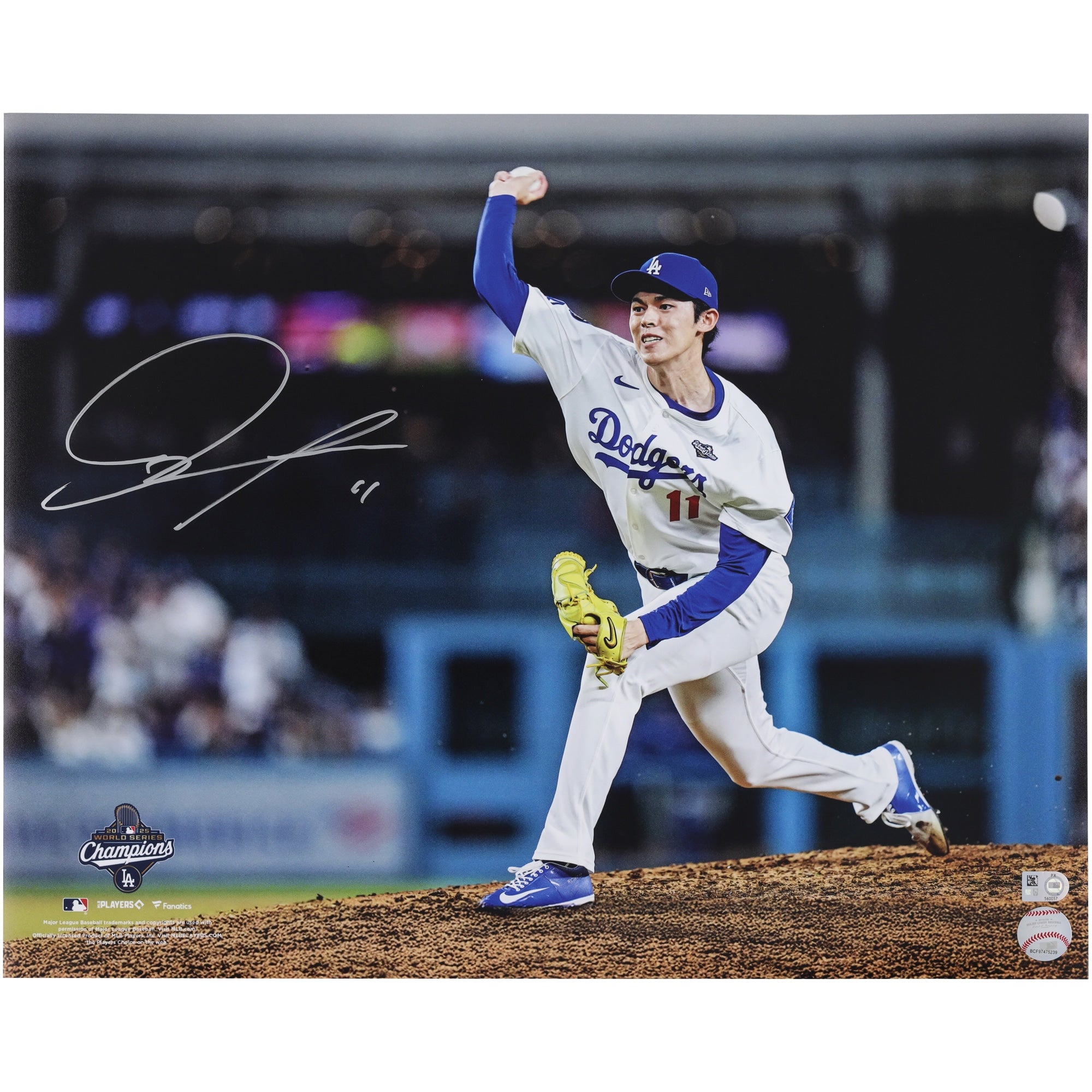 Roki Sasaki Los Angeles Dodgers Autographed Fanatics Authentic 2025 World Series Champions 16" x 20" Photograph